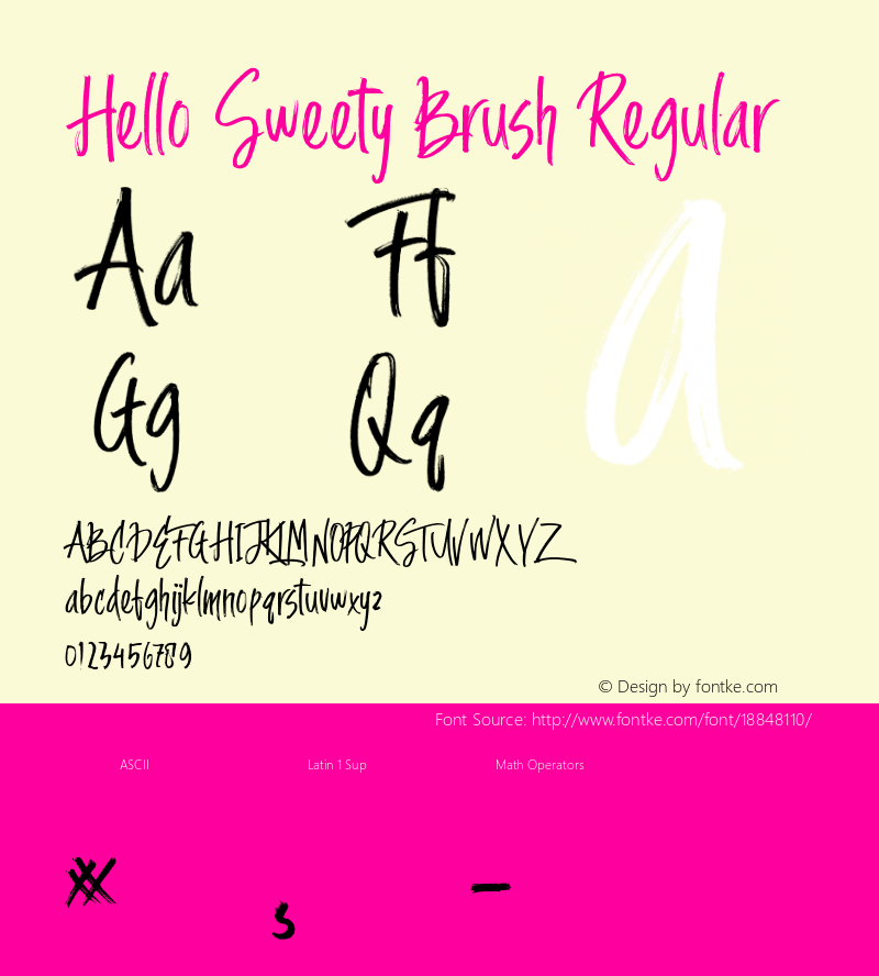 Hello Sweety Brush Regular Unknown Font Sample