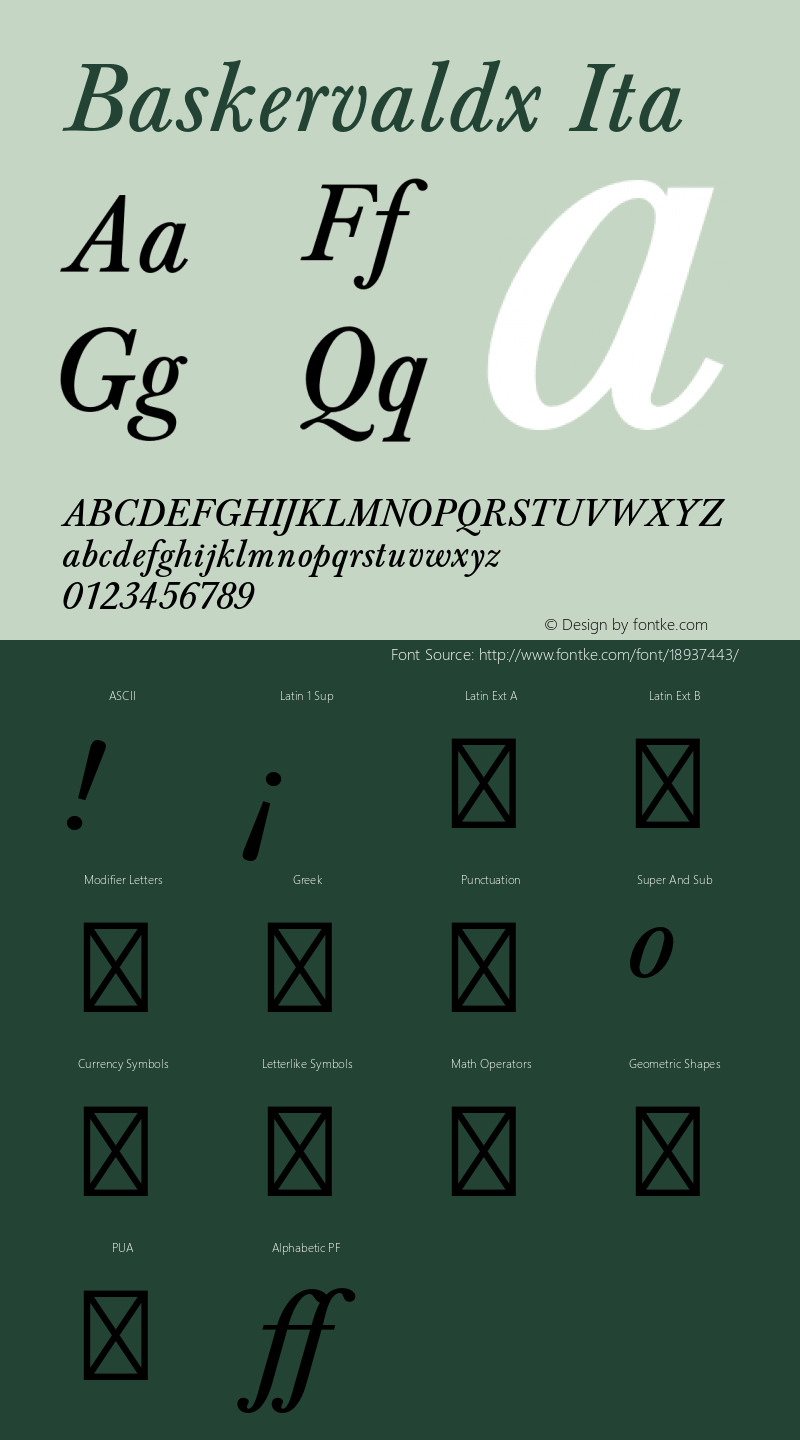 Baskervaldx Ita Version 1.0 Font Sample