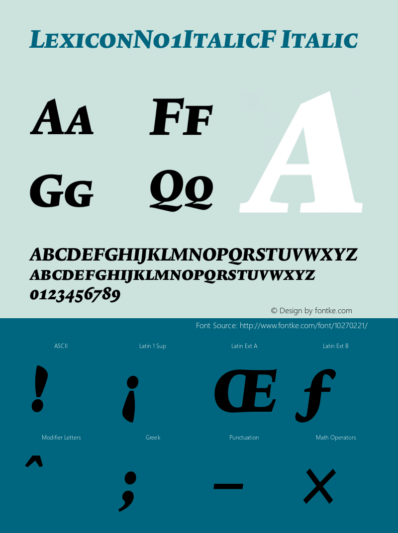 LexiconNo1ItalicF Italic 001.000 Font Sample