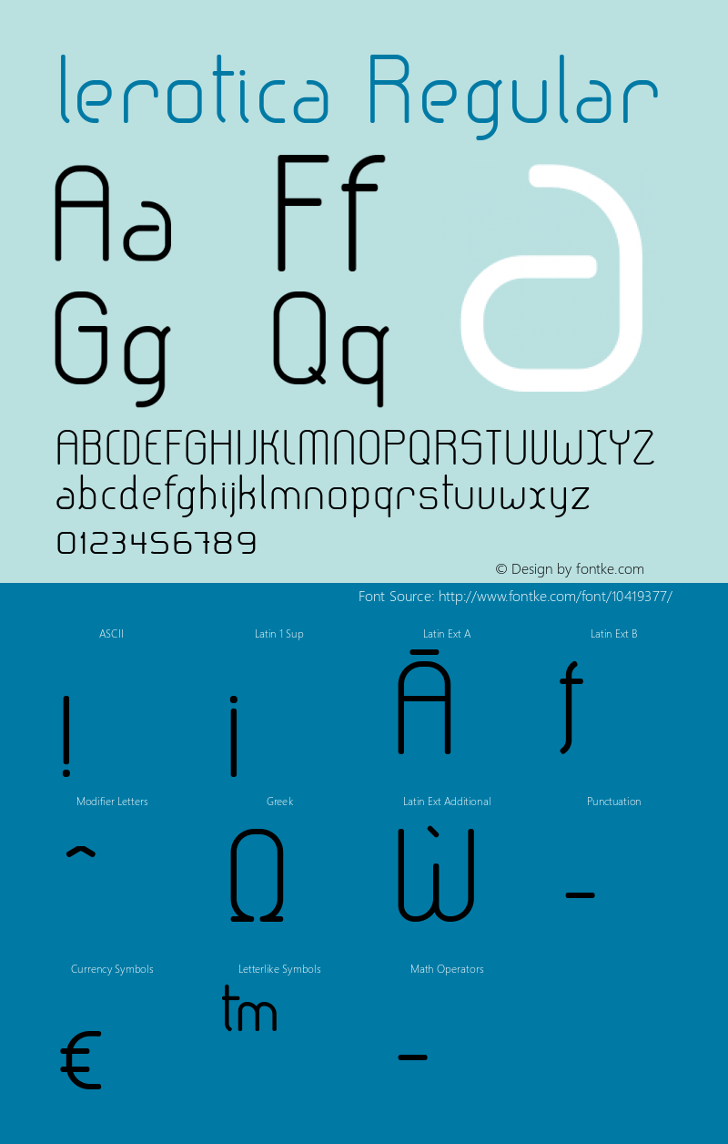 lerotica Regular Version 1.002 2011 Font Sample