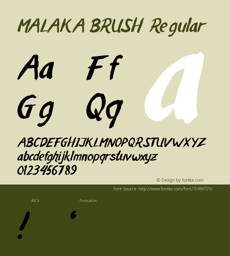 MALAKA BRUSH Regular 001.000 Font Sample