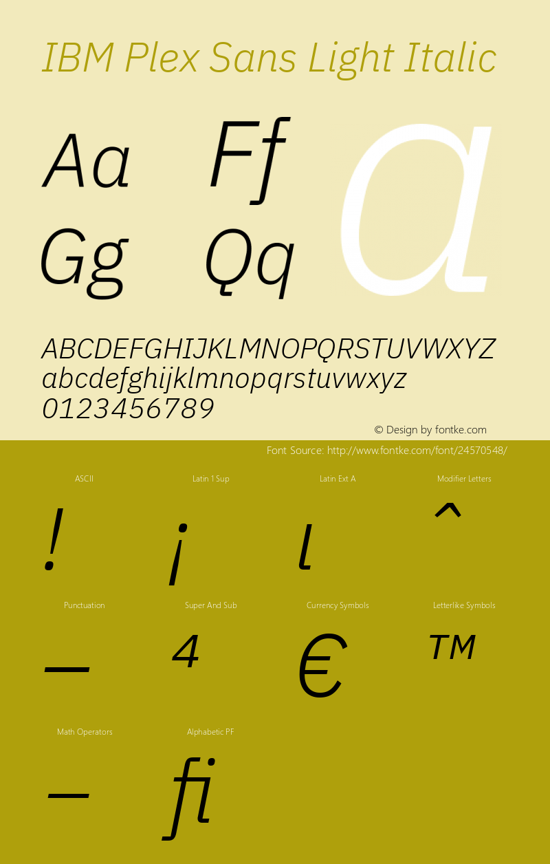 IBM Plex Sans Light Italic Version 1.002 Font Sample