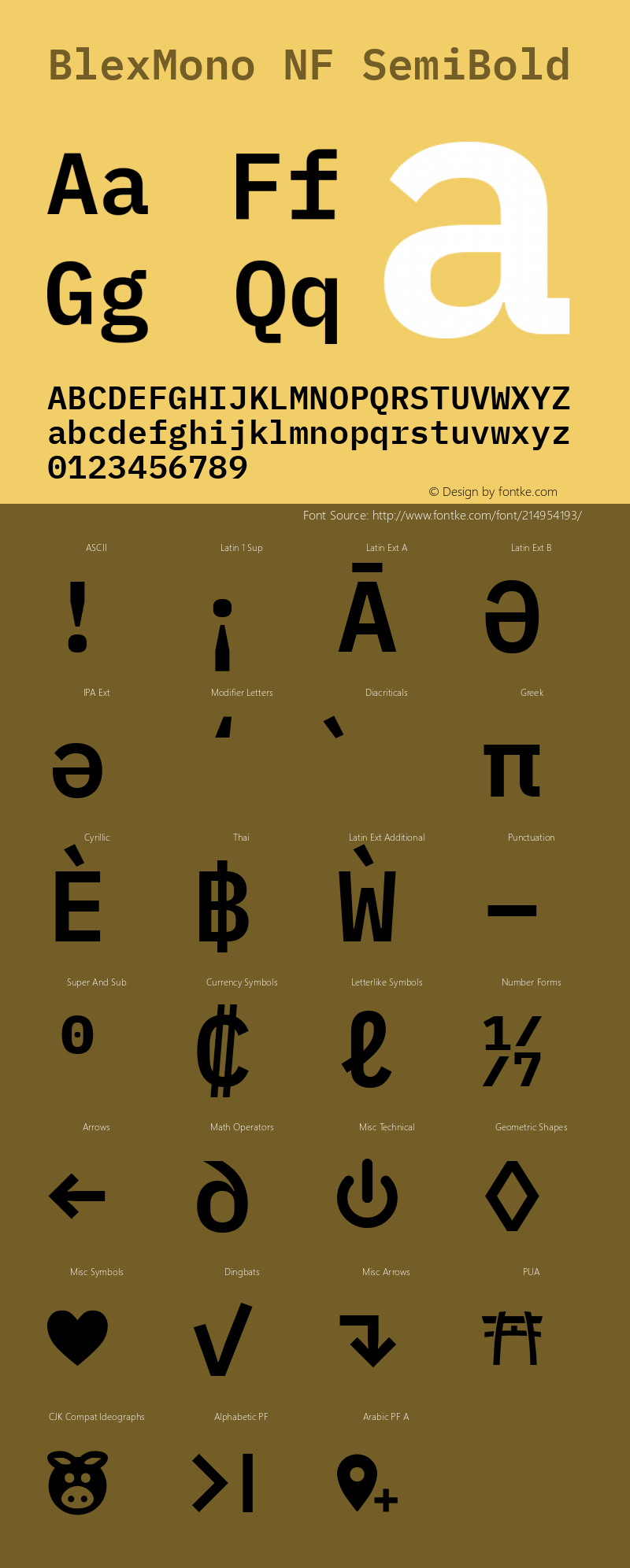 Blex Mono SemiBold Nerd Font Complete Mono Windows Compatible Version 2.000;Nerd Fonts 2.1.0图片样张