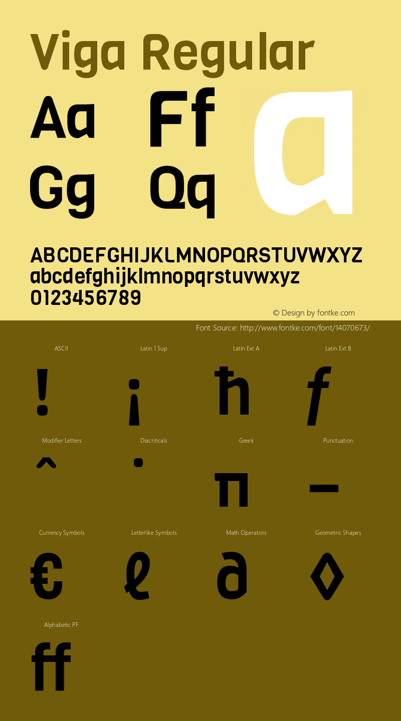 Viga Regular Version 1.001 Font Sample