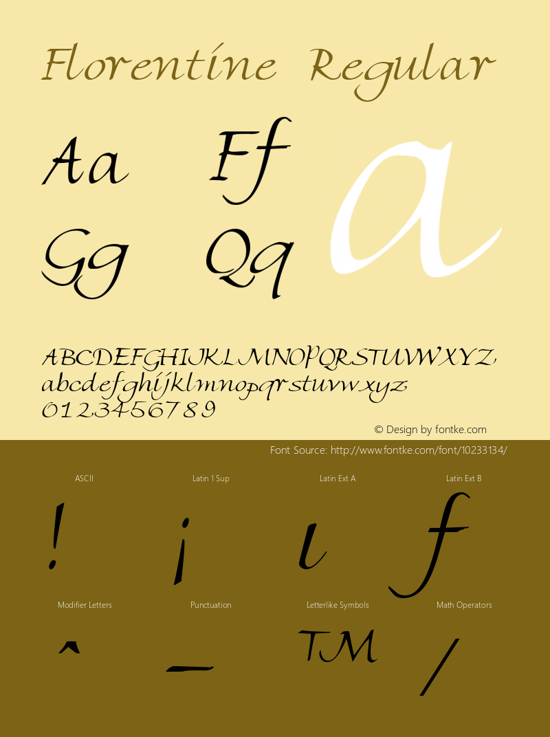 Florentine Regular Print Artist: Sierra On-Line, Inc. Font Sample