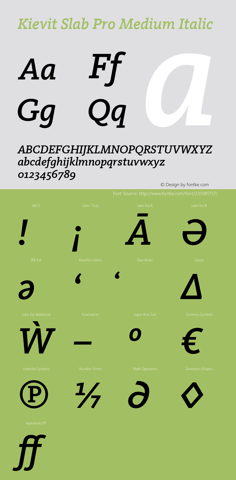 Kievit Slab Pro Medium Italic Version 7.600, build 1030, FoPs, FL 5.04图片样张