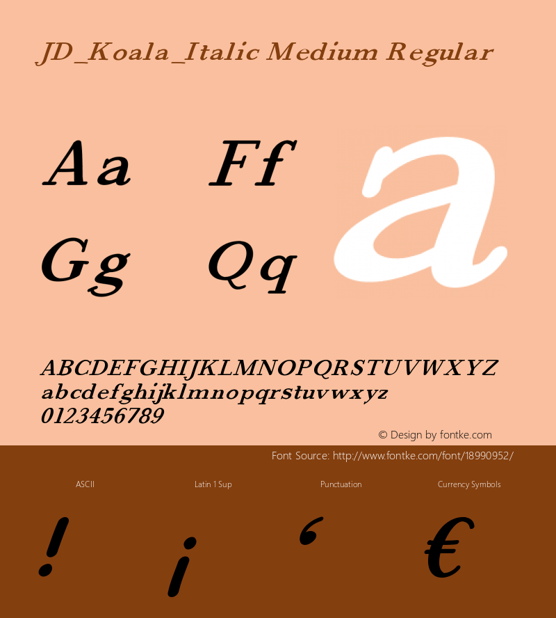 JD_Koala_Italic Medium Regular Version 1.000 Font Sample