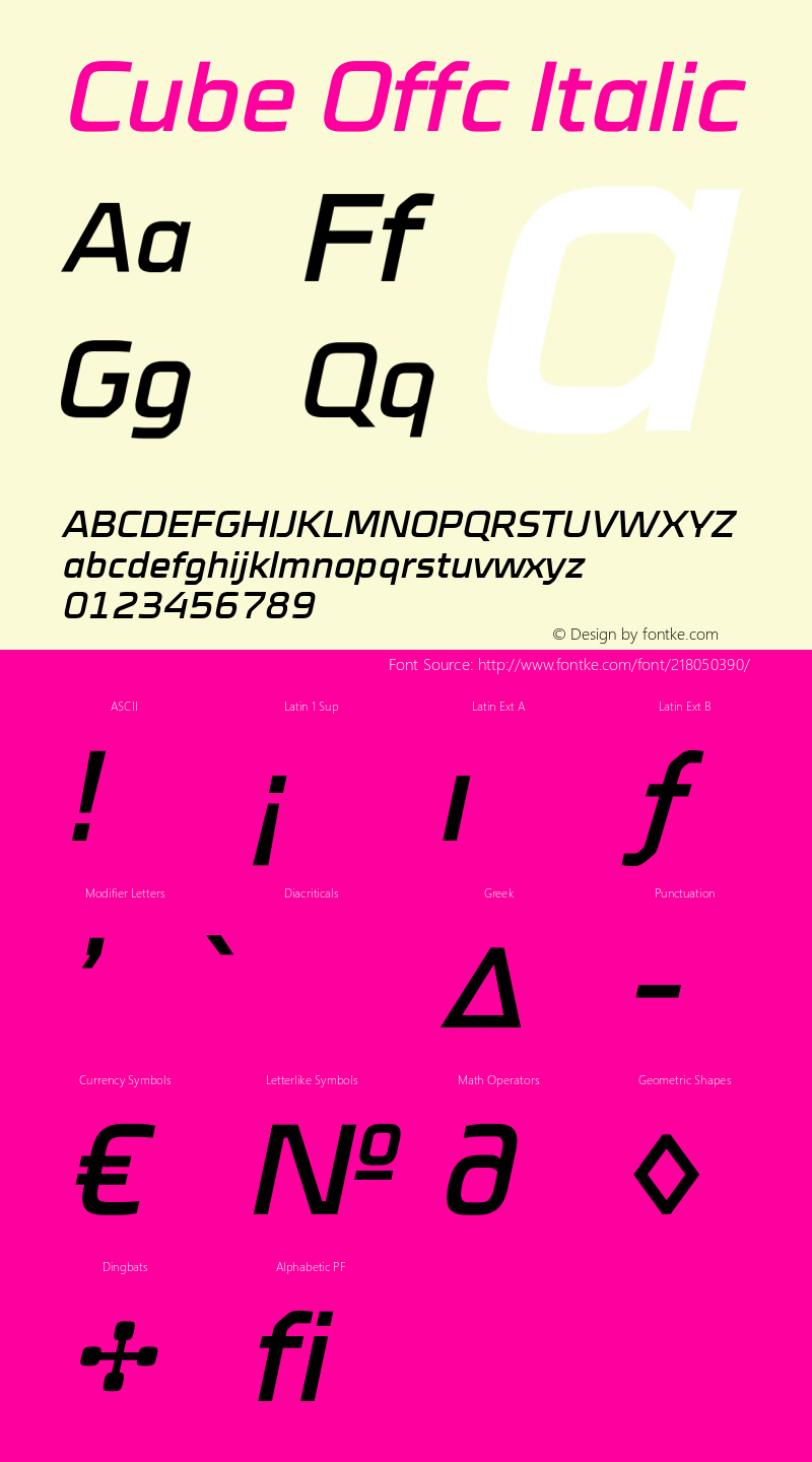 Cube Offc Italic Version 7.504; 2012; Build 1021图片样张