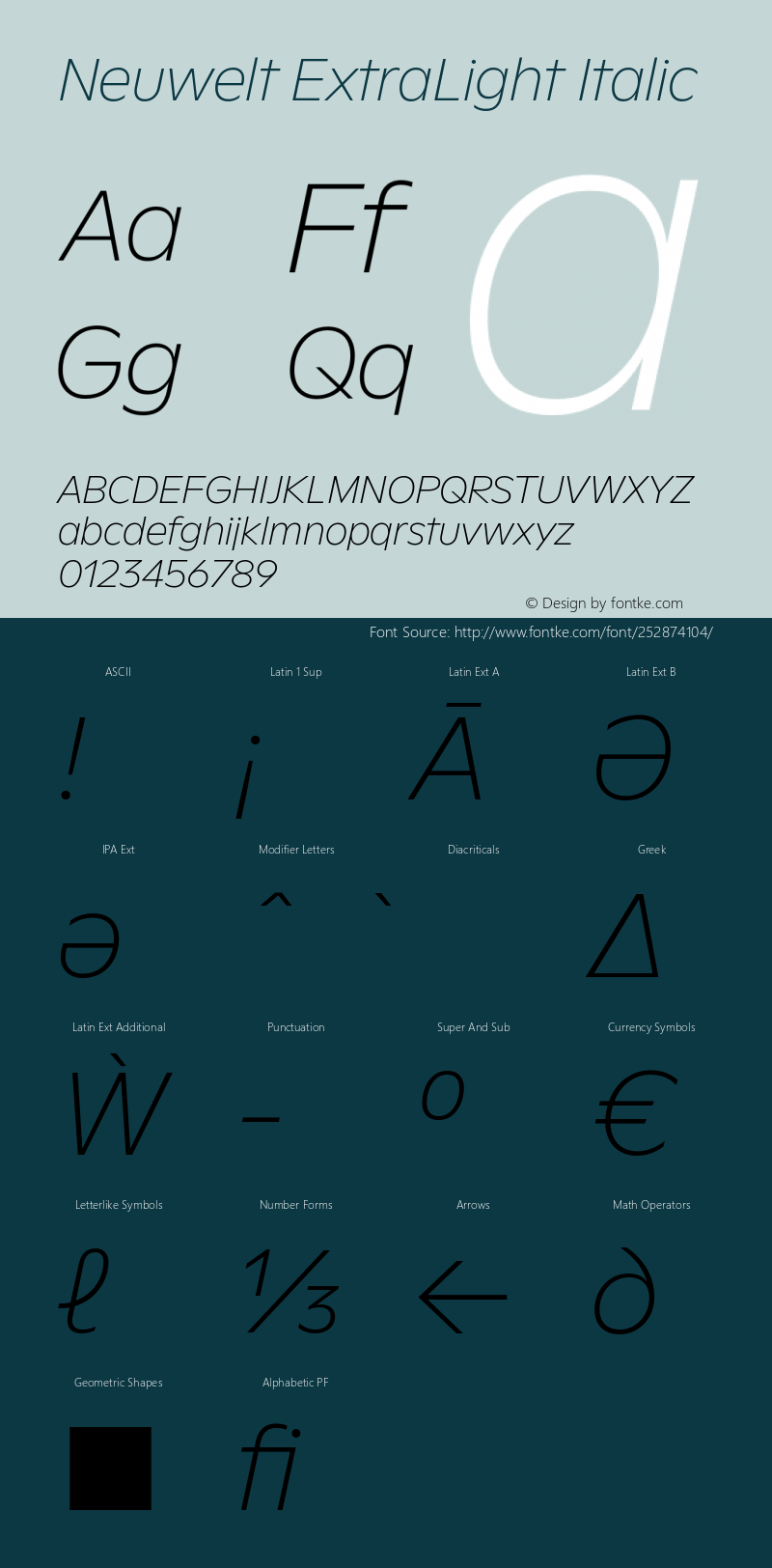 Neuwelt ExtraLight Italic Version 1.00, build 19, g2.6.2 b1235, s3图片样张