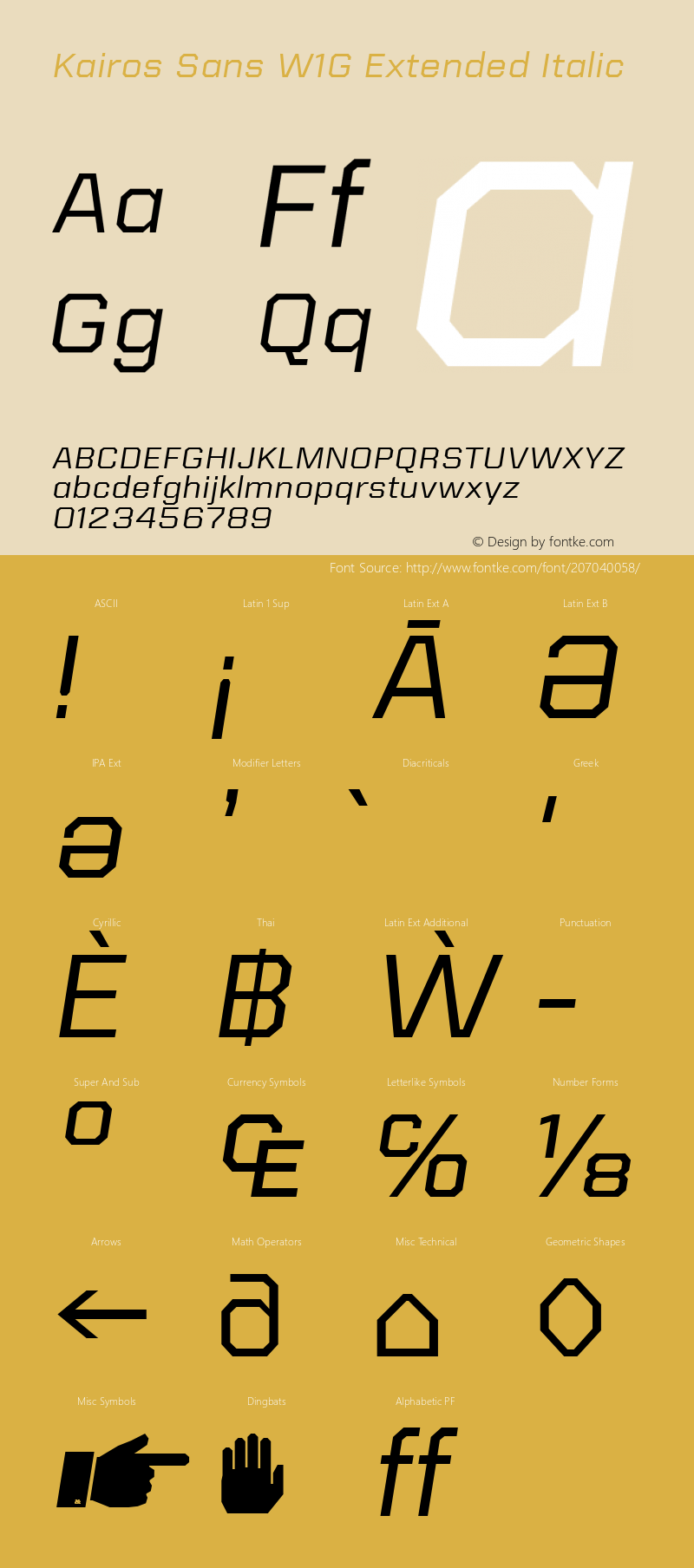 Kairos Sans W1G Ext Italic Version 1.00图片样张