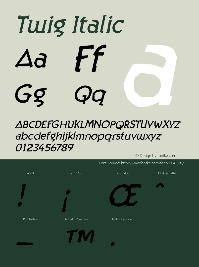 Twig Italic Version 001.000 Font Sample