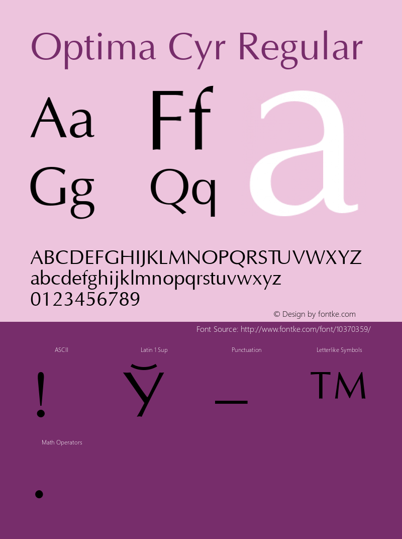 Optima Cyr Regular 1.000 Font Sample