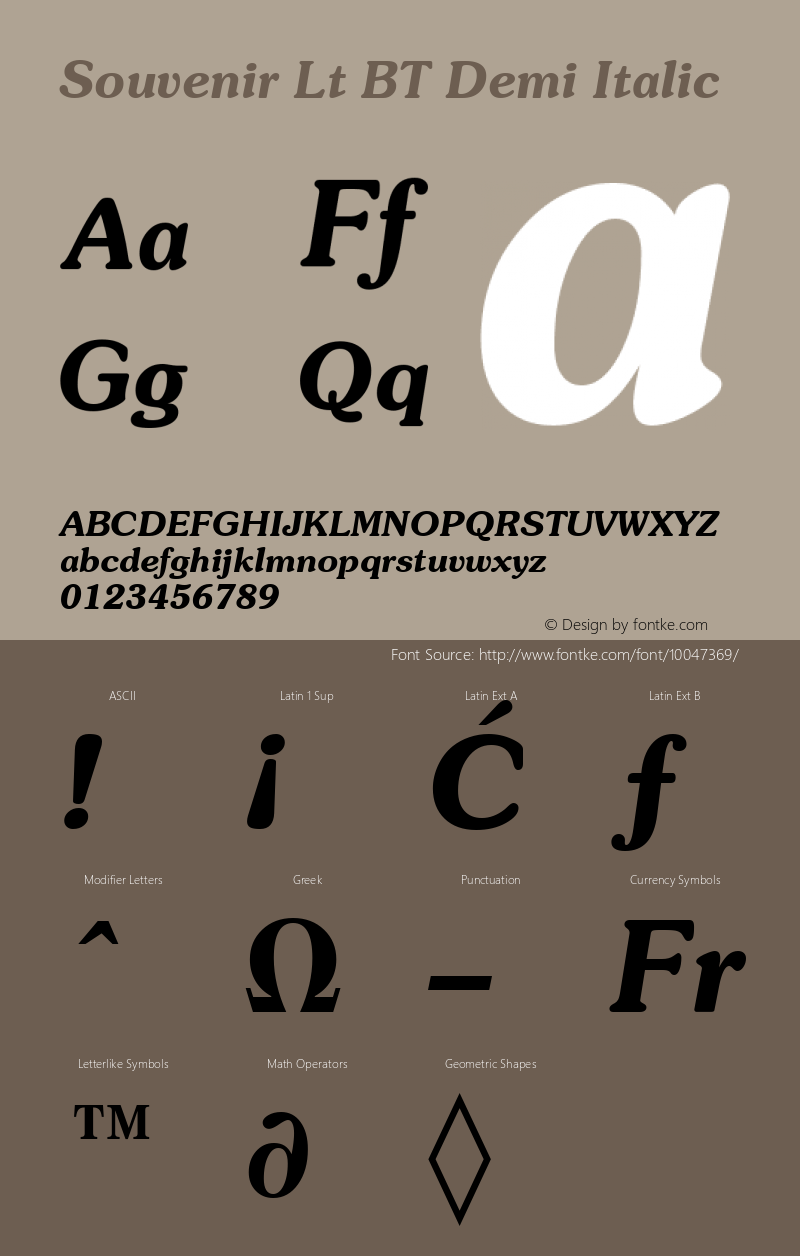 Souvenir Lt BT Demi Italic mfgpctt-v1.53 Friday, January 29, 1993 10:14:04 am (EST) Font Sample