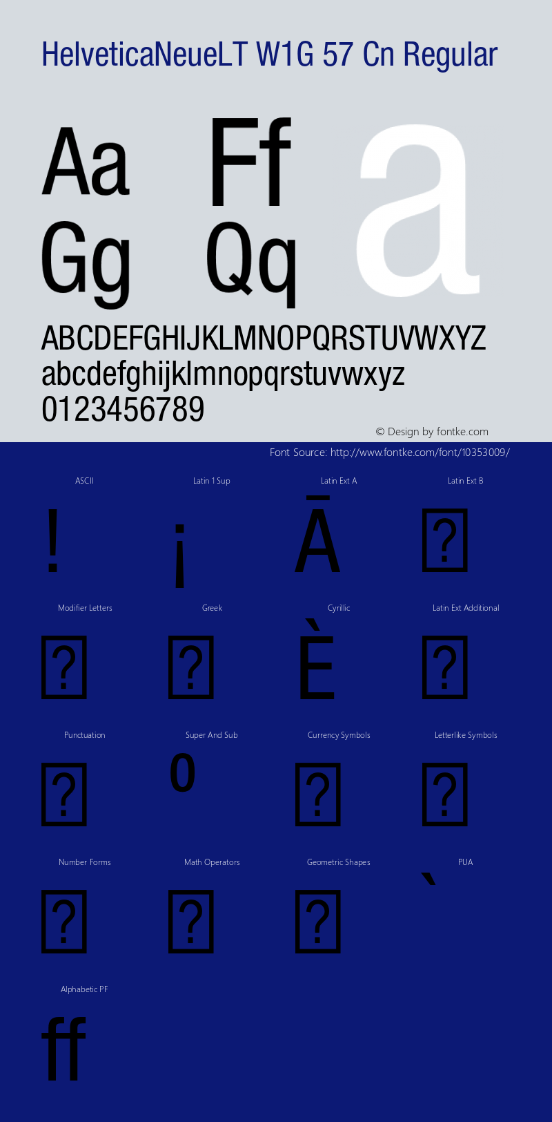 HelveticaNeueLT W1G 57 Cn Regular Version 1.100;PS 001.001;hotconv 1.0.38 Font Sample