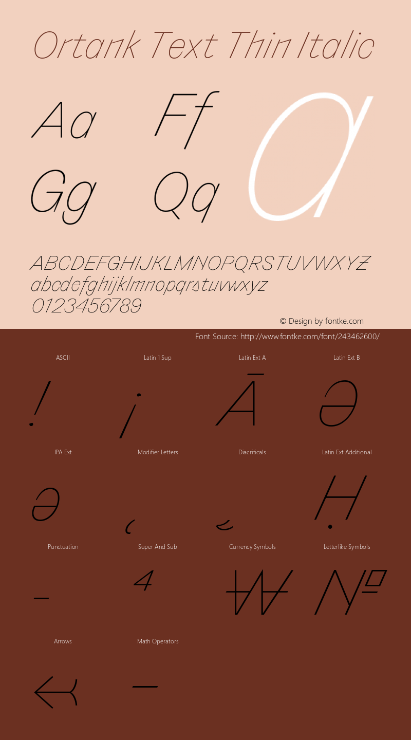 Ortank Text Thin Italic Version 1.000 | web-ttf图片样张