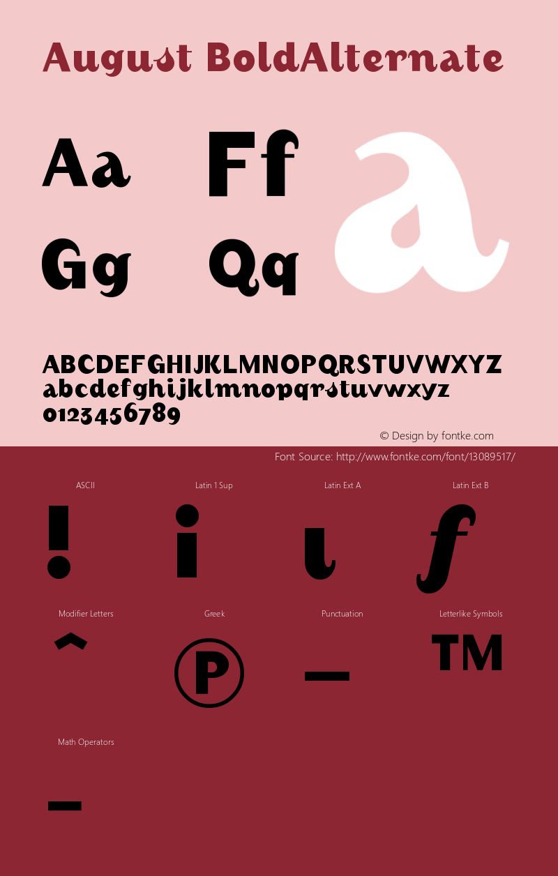 August BoldAlternate Version 001.000 Font Sample