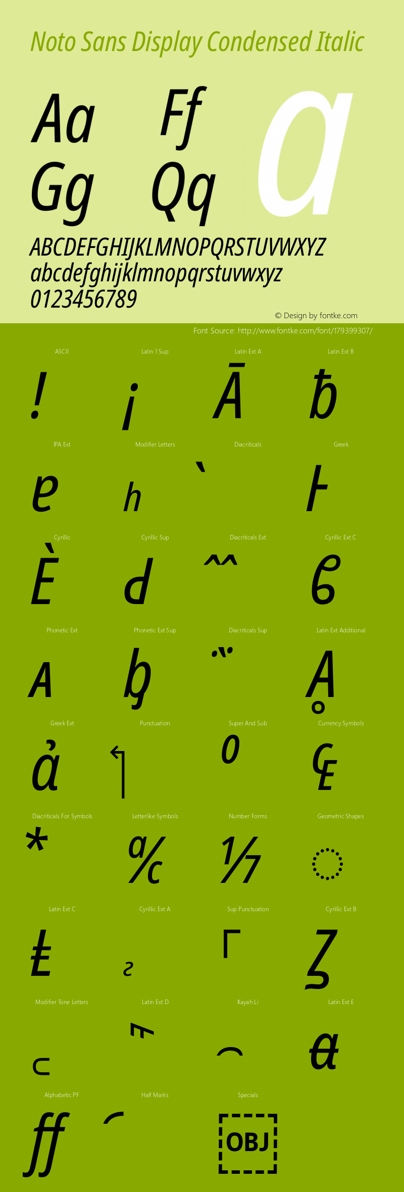 Noto Sans Display Condensed Italic Version 2.005图片样张