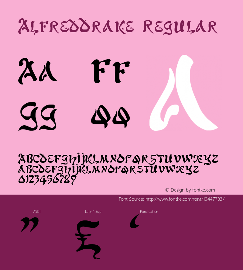 AlfredDrake Regular Altsys Metamorphosis:26.08.1999 Font Sample