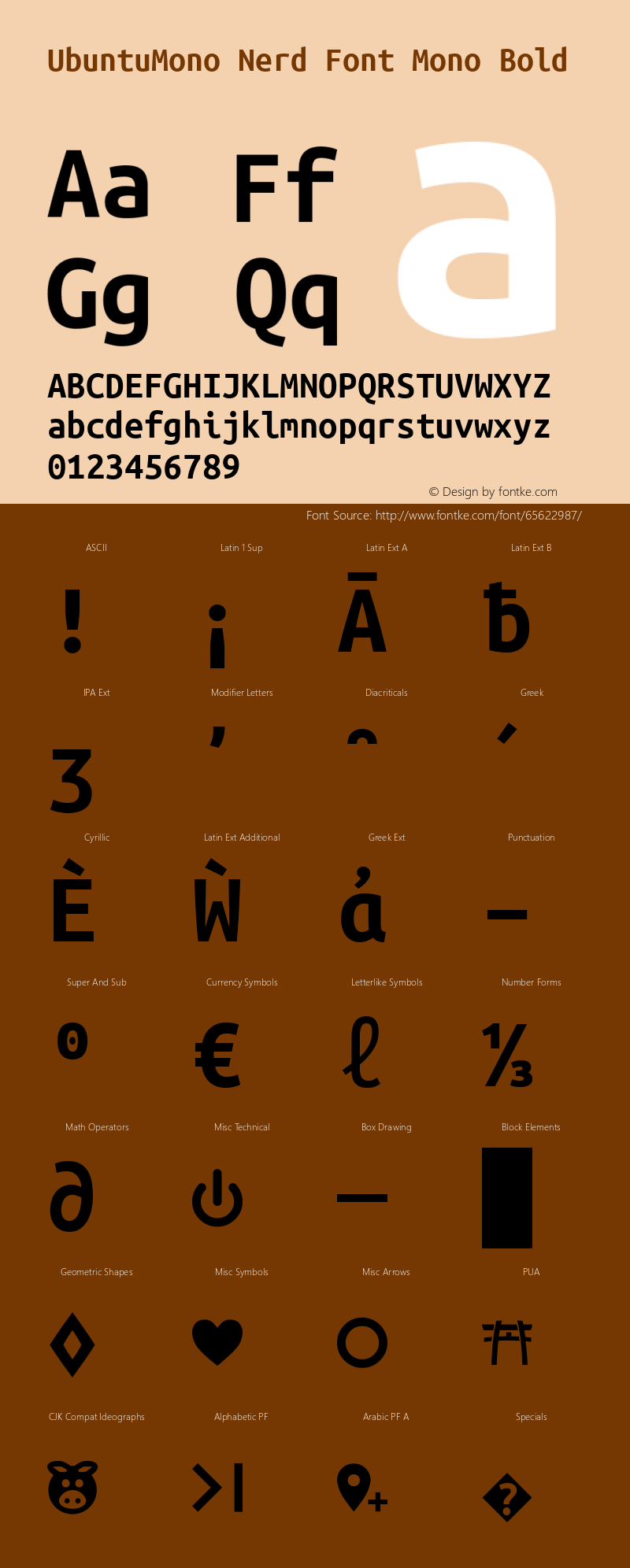 Ubuntu Mono Bold Nerd Font Complete Mono Version 0.80 Font Sample