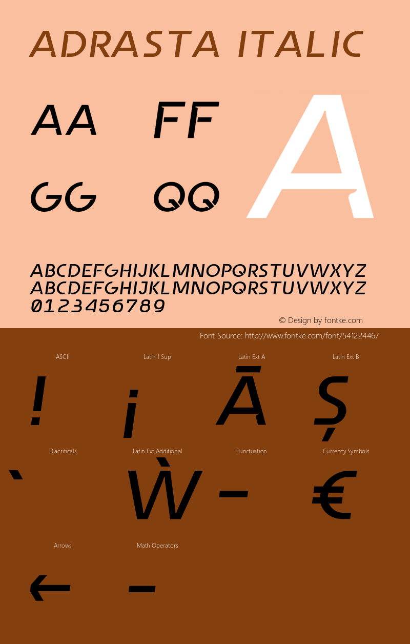 Adrasta Oblique Version 1.000 Font Sample