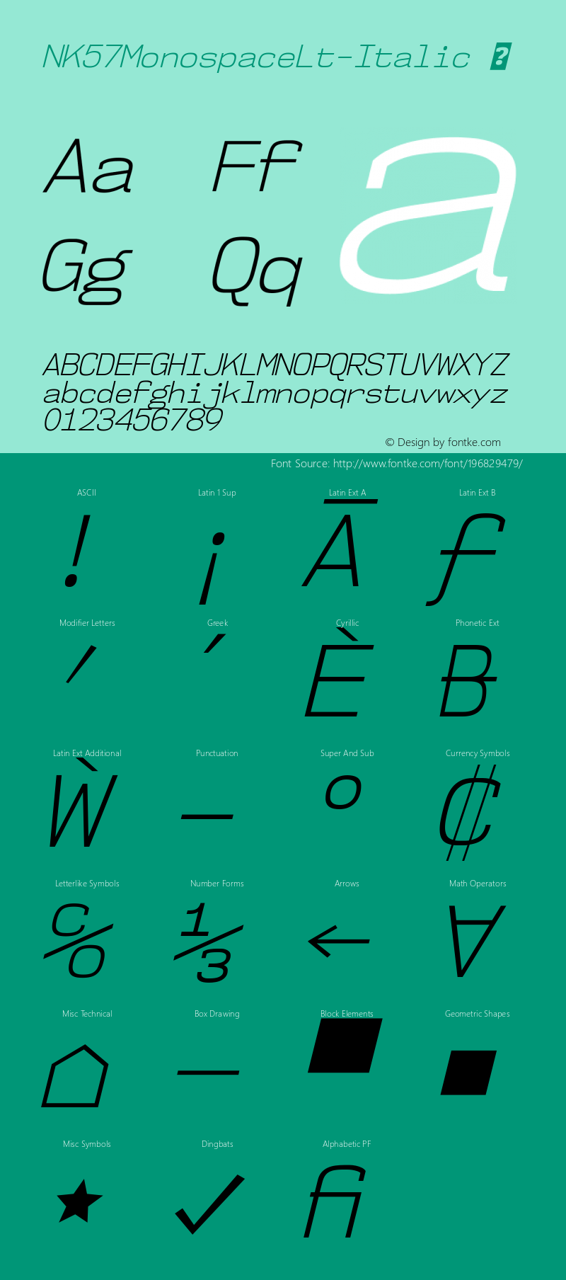 ☞NK57MonospaceLt-Italic Version 1.000;com.myfonts.easy.typodermic.nk57-monospace.light-italic.wfkit2.version.4sfF图片样张