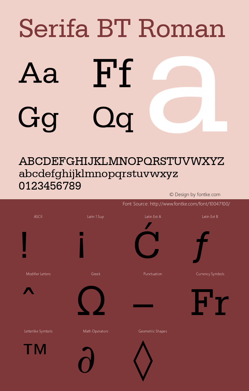 Serifa BT Roman mfgpctt-v1.53 Friday, January 29, 1993 1:59:23 pm (EST) Font Sample