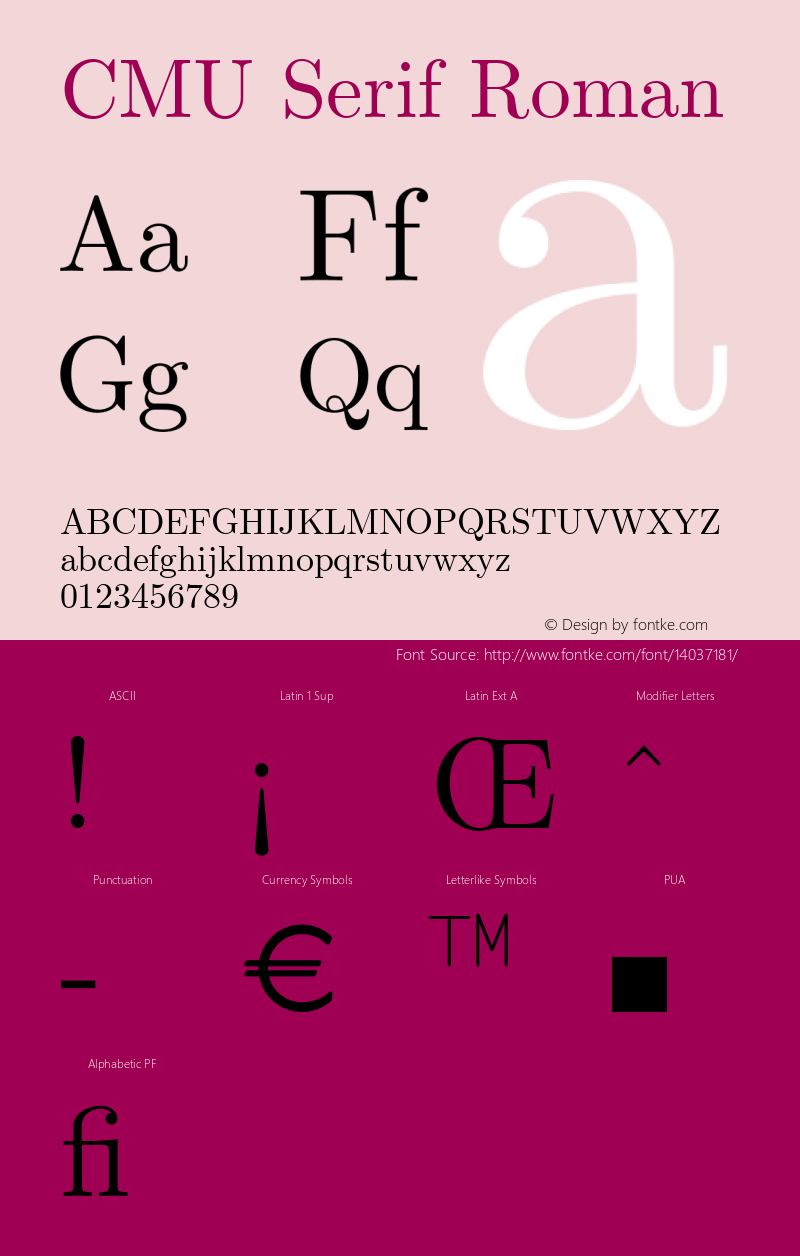 CMU Serif Roman Version 0.6.3 Font Sample