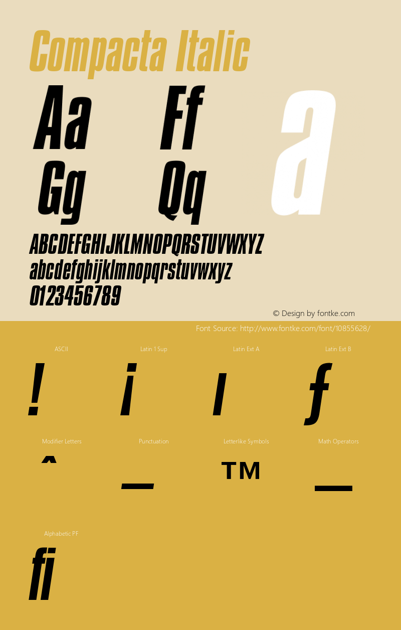 Compacta Italic Version 003.001 Font Sample