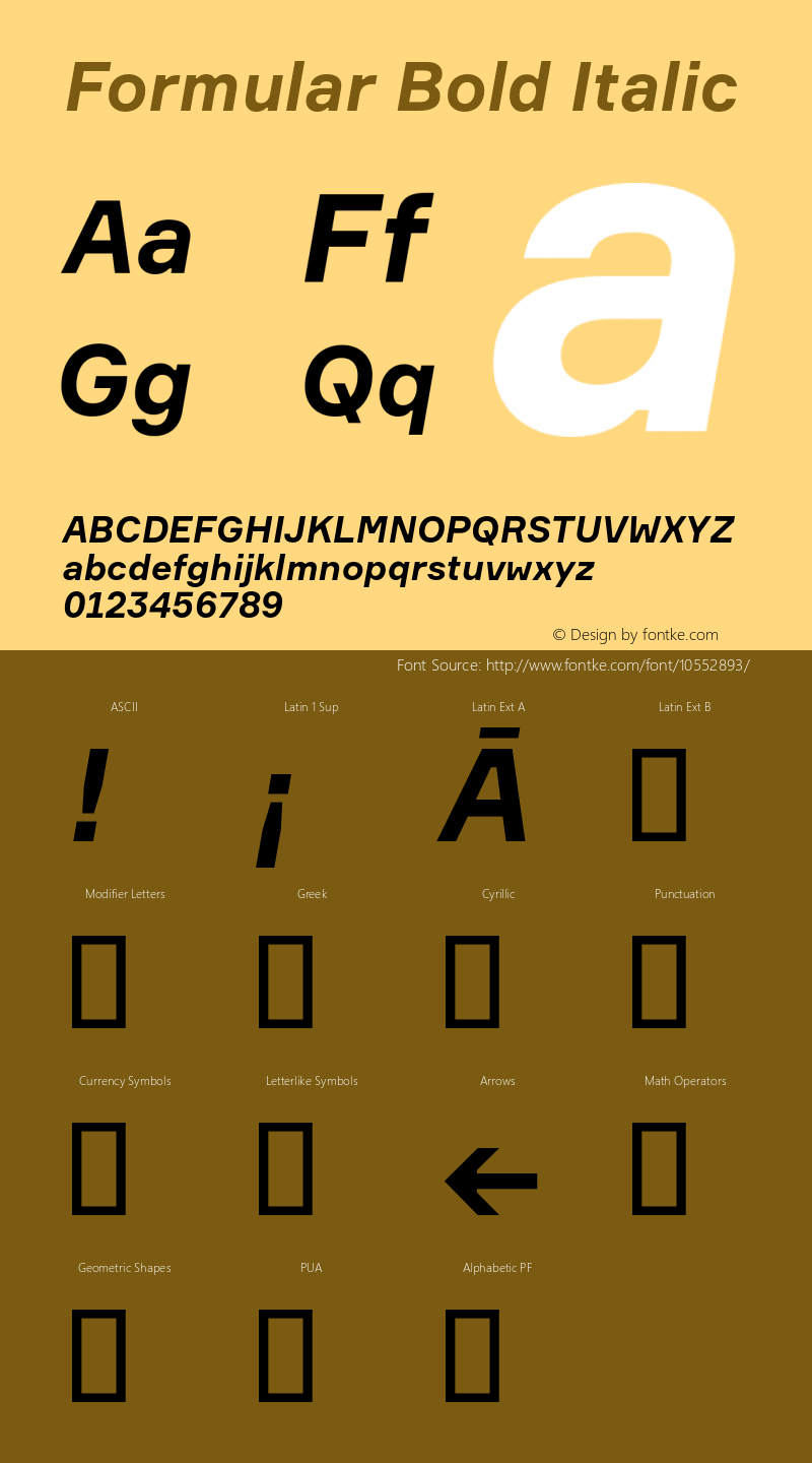 Formular Bold Italic Version 1.000 Font Sample