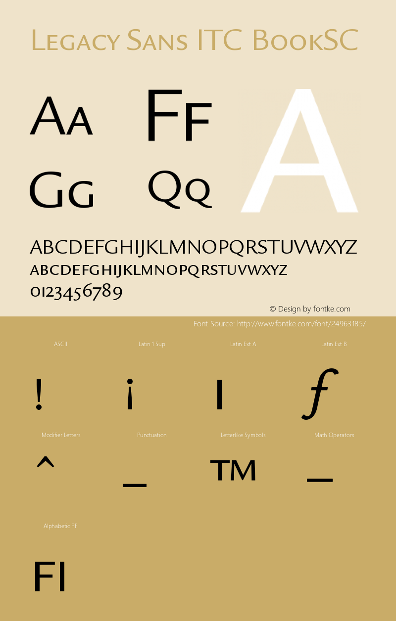 Legacy Sans ITC Book SC Version 001.005 Font Sample