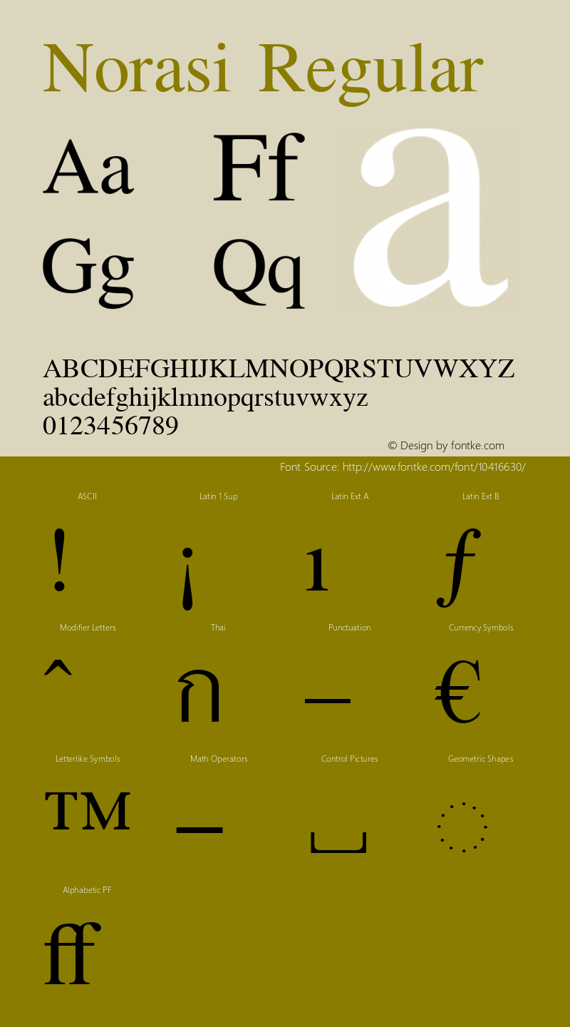 Norasi Regular Version 004.012: 2011-04-23 Font Sample