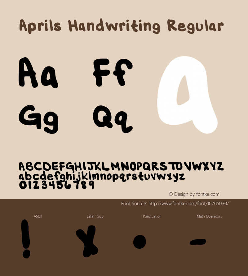 Aprils Handwriting Regular Version 1.000;PS 001.001;hotconv 1.0.56 Font Sample