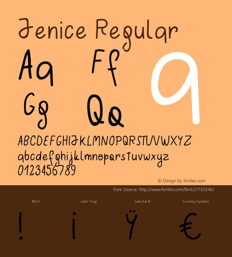 Jenice Version 1.000;PS 001.000;hotconv 1.0.70;makeotf.lib2.5.58329 Font Sample