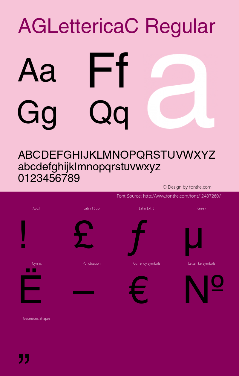 AGLettericaC Regular OTF 1.0;PS 001.000;Core 116;AOCW 1.0 161 Font Sample