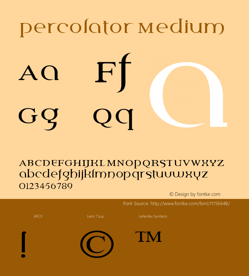 Percolator Medium Version 001.000 Font Sample
