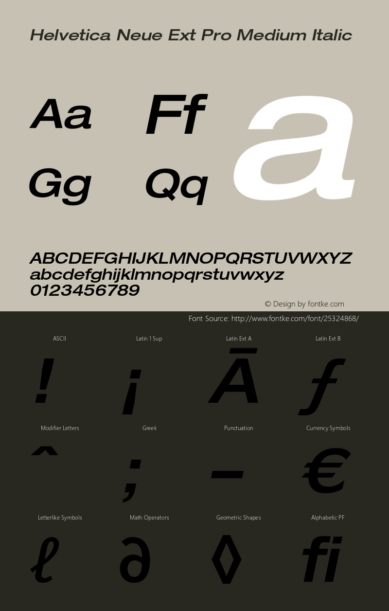 HelveticaNeueExtPro-MedIta Version 1.000;PS 001.000;Core 1.0.38 Font Sample