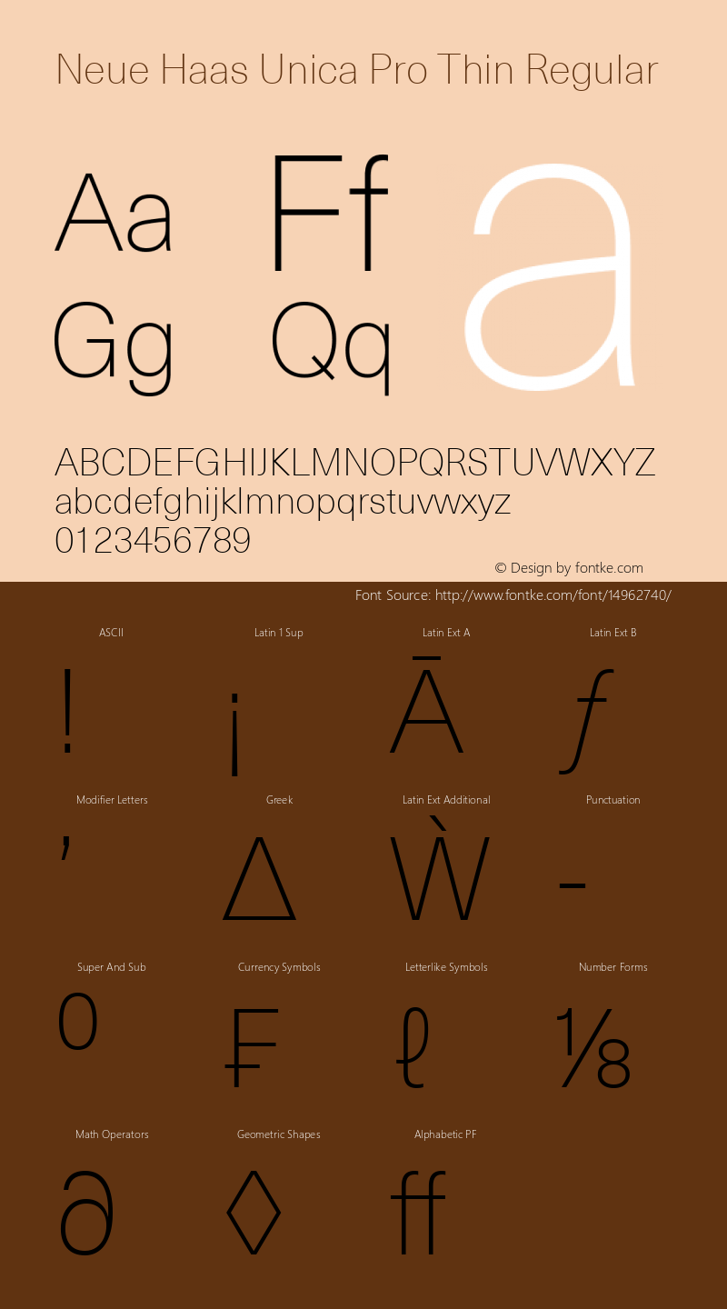 Neue Haas Unica Pro Thin Regular Version 1.00 Font Sample