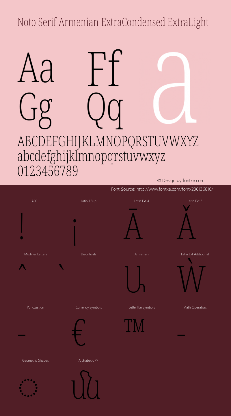 Noto Serif Armenian ExtraCondensed ExtraLight Version 2.007图片样张