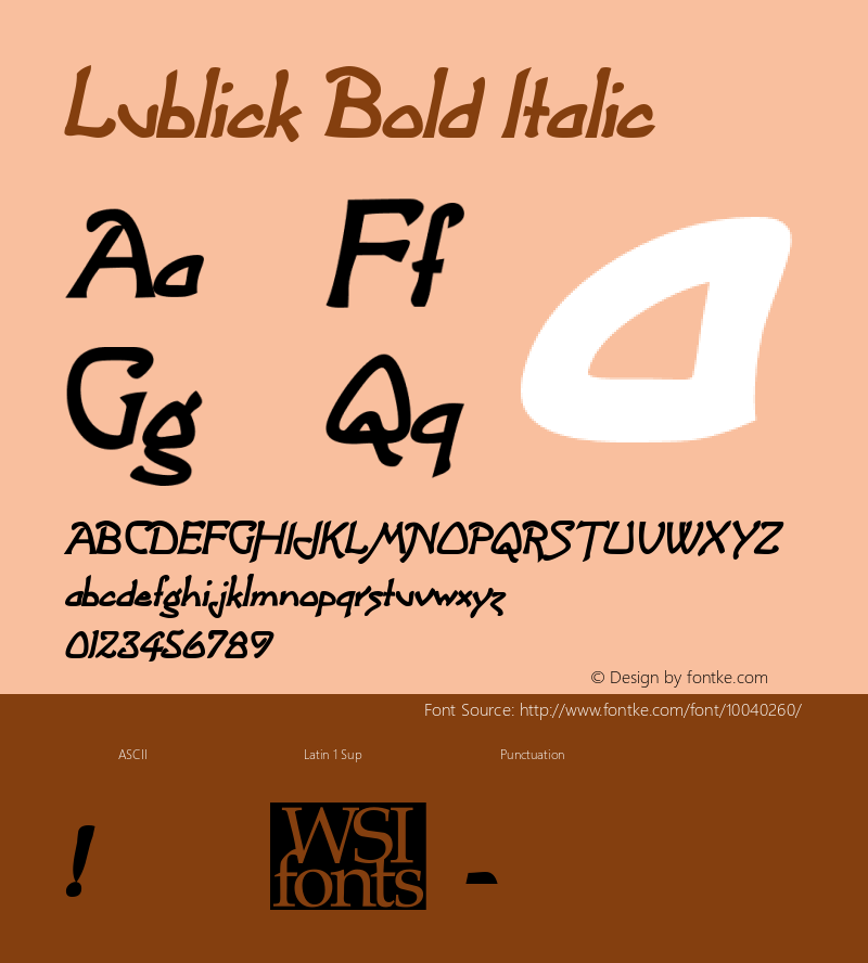 Lublick Bold Italic Macromedia Fontographer 4.1 6/29/96 Font Sample