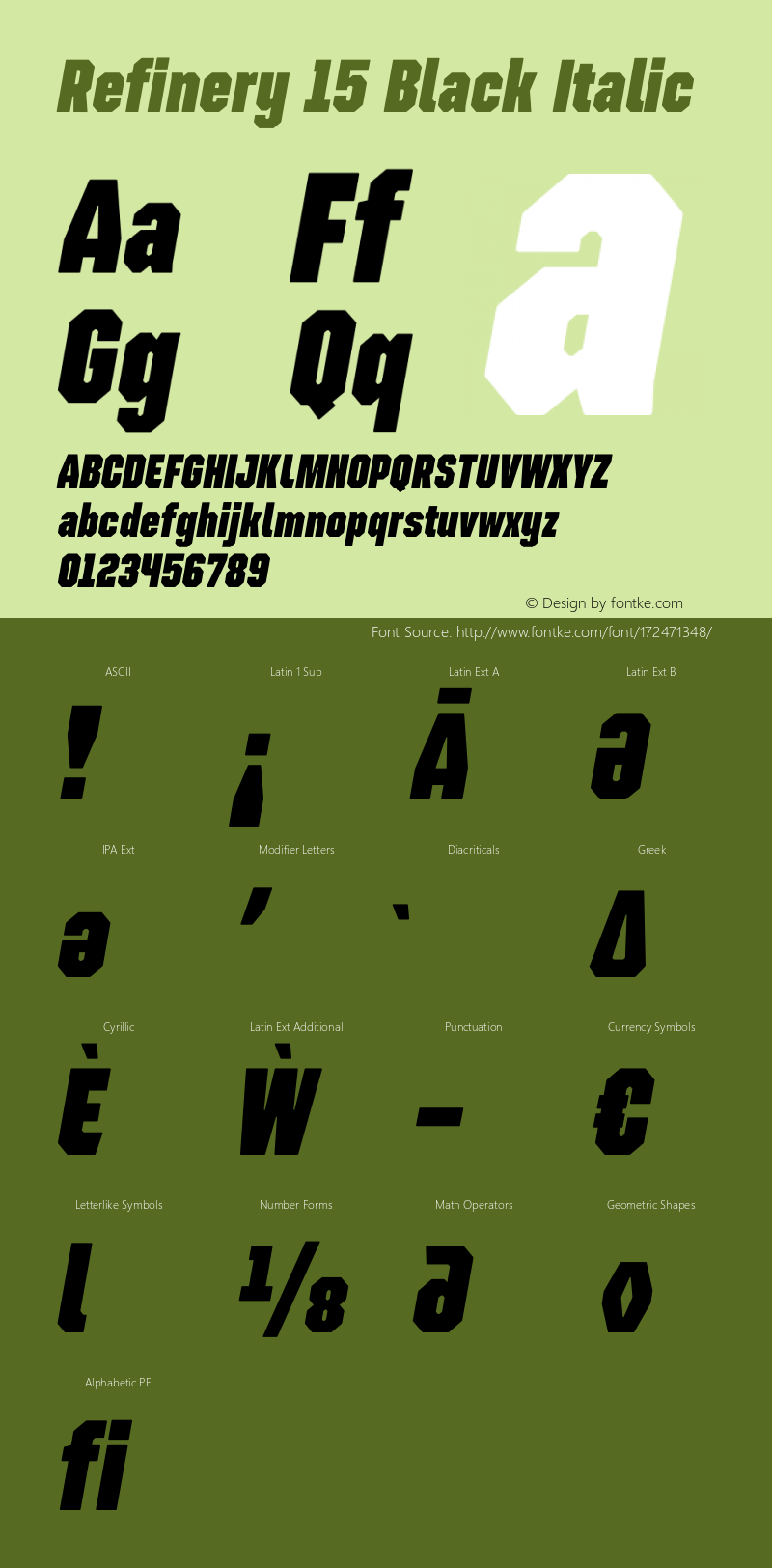 Refinery 15 Black Italic Version 1.000;hotconv 1.0.109;makeotfexe 2.5.65596图片样张