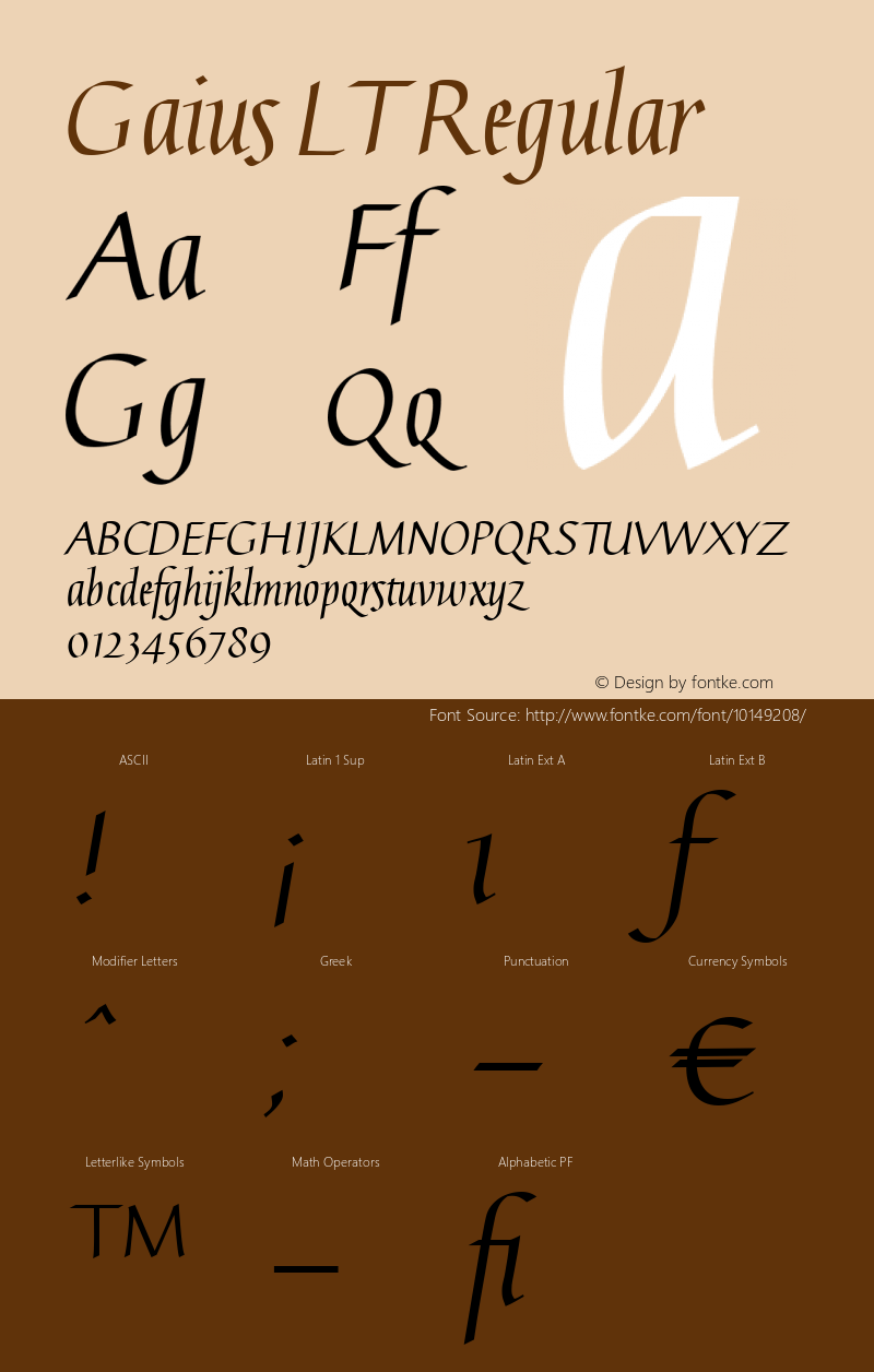 Gaius LT Regular Version 001.000 Font Sample