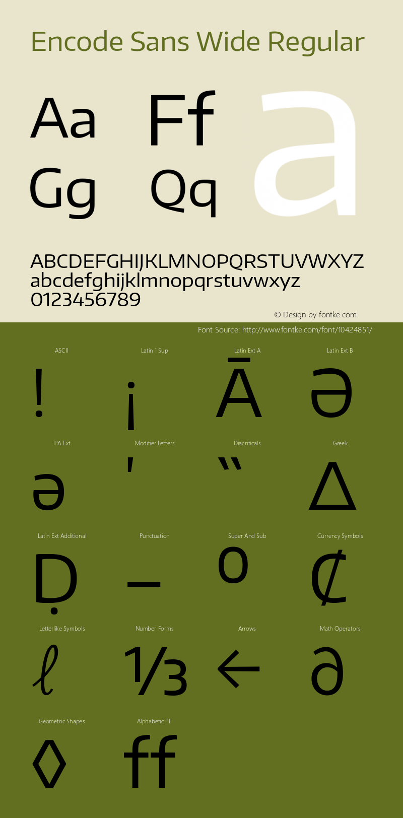 Encode Sans Wide Regular Version 1.000; ttfautohint (v1.00) -l 8 -r 50 -G 200 -x 14 -D latn -f none -w G Font Sample