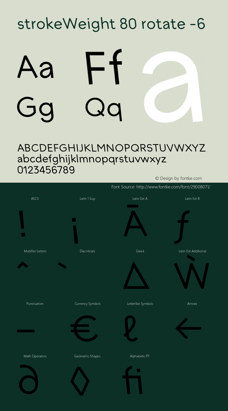 strokeWeight-080rotateL06 Version 1.007 Font Sample