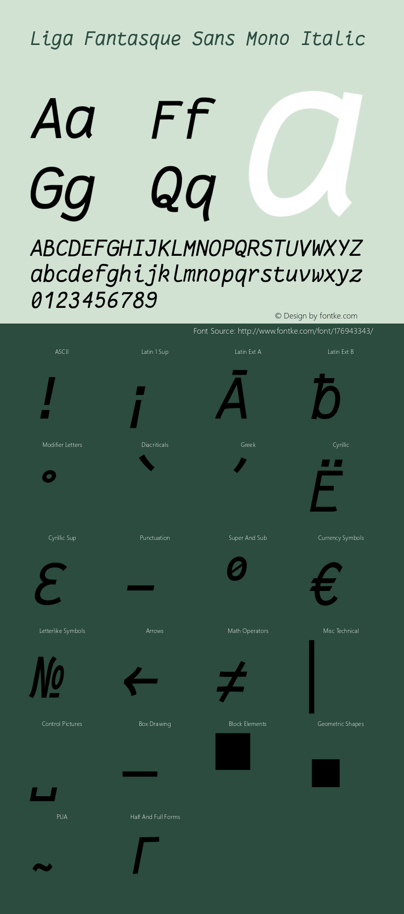 Liga Fantasque Sans Mono Italic Version 1.8.0图片样张