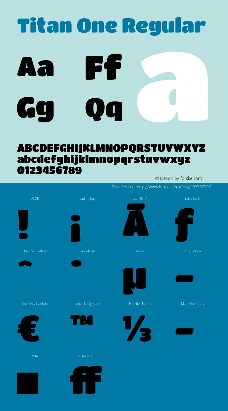 Titan One Regular Version 1.001 Font Sample