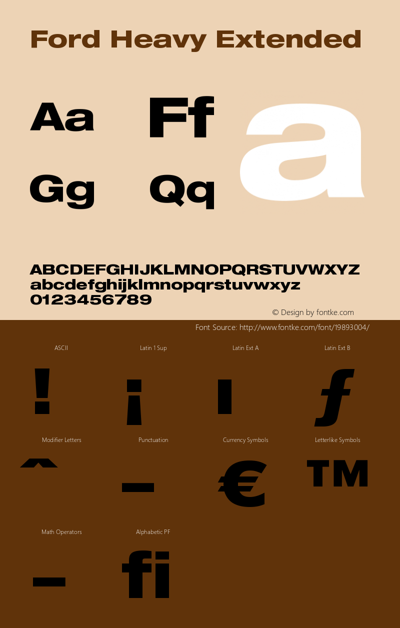 Ford-HeavyExtended Version 001.001; t1 to otf conv Font Sample