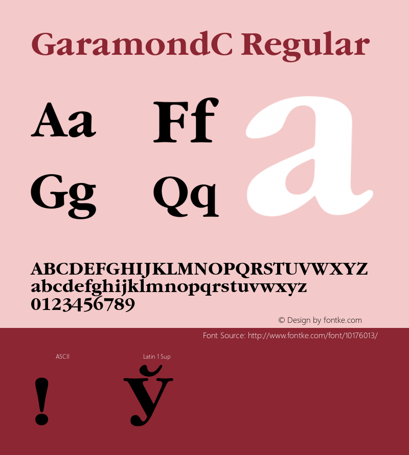 GaramondC Regular 001.000 Font Sample