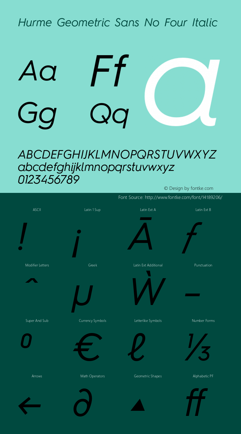 Hurme Geometric Sans No Four Italic 1.001 Font Sample