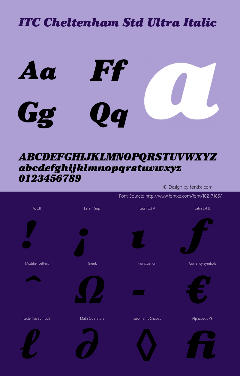 ITC Cheltenham Std Ultra Italic Version 2.020;PS 002.000;hotconv 1.0.50;makeotf.lib2.0.16970 Font Sample