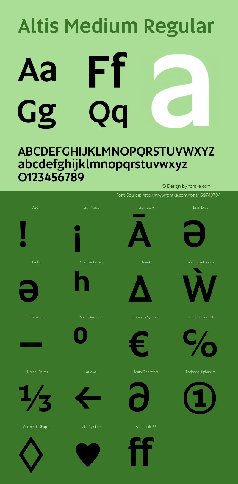 Altis Medium Regular Version 1.000 Font Sample